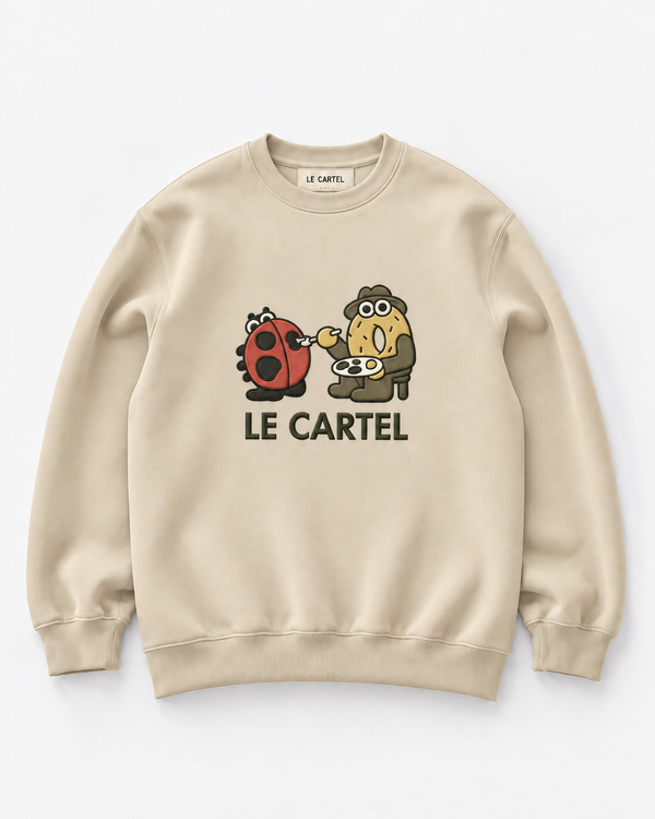 DESSINE-MOI UNE COCCINELLE・Crewneck unisexe brodé・Crème