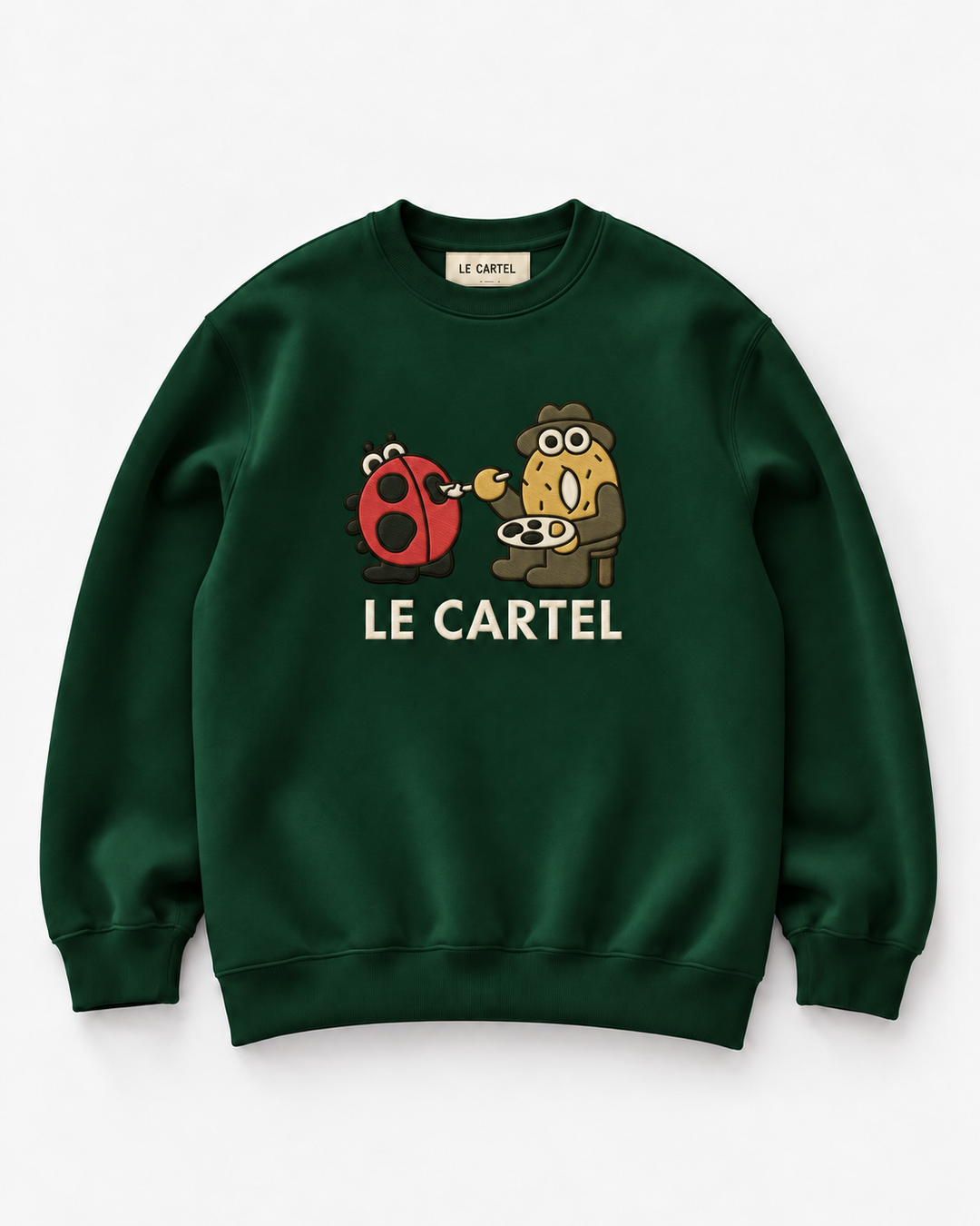 DESSINE-MOI UNE COCCINELLE・Crewneck unisexe brodé・Vert