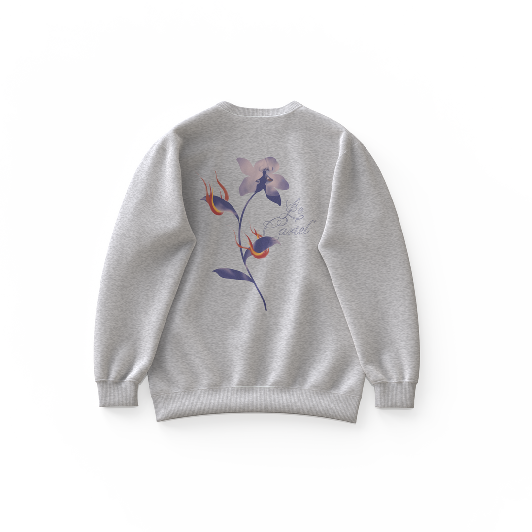 COMBUSTION LENTE・Crewneck ample unisexe・Gris chiné