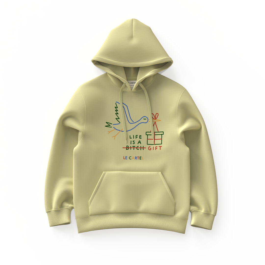LIFE IS A GIFT・Hoodie unisexe・Crème