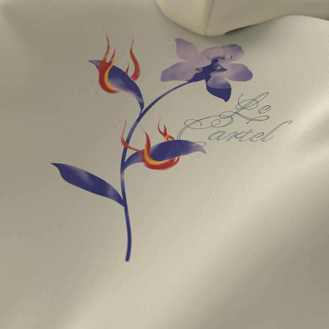 COMBUSTION LENTE・Hoodie ample unisexe・Crème