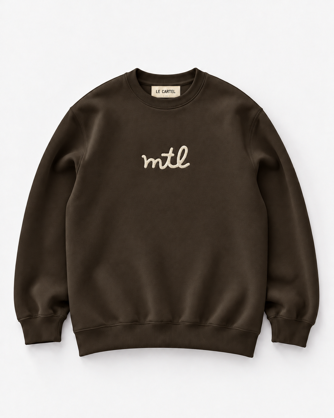 MTL・Crewneck unisexe brodé・Chocolat