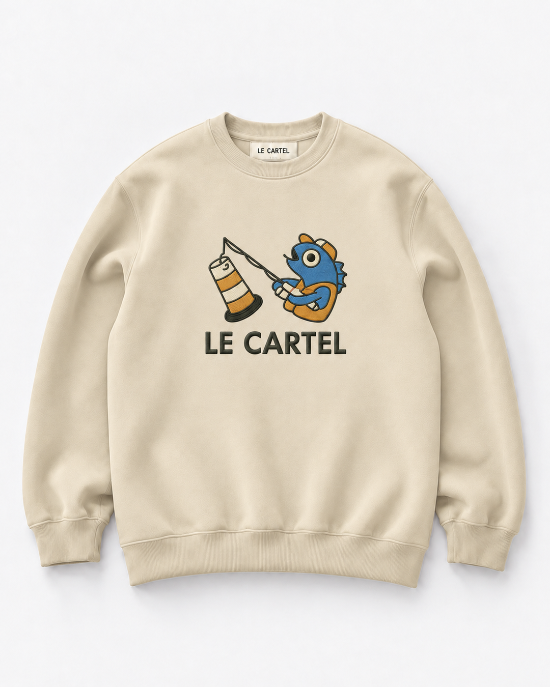 PÊCHE MIRACULEUSE・Crewneck unisexe brodé・Crème