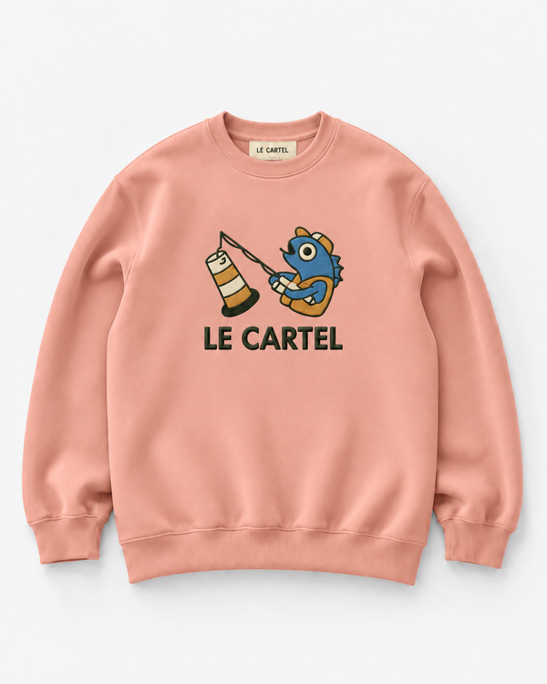PÊCHE MIRACULEUSE・Crewneck unisexe brodé・Rose