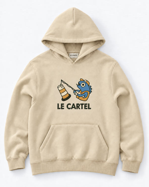 PÊCHE MIRACULEUSE・Hoodie unisexe brodé・Crème