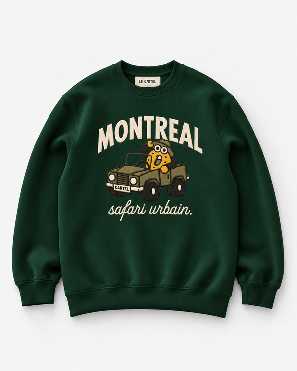 SAFARI URBAIN・Crewneck unisexe brodé・Vert