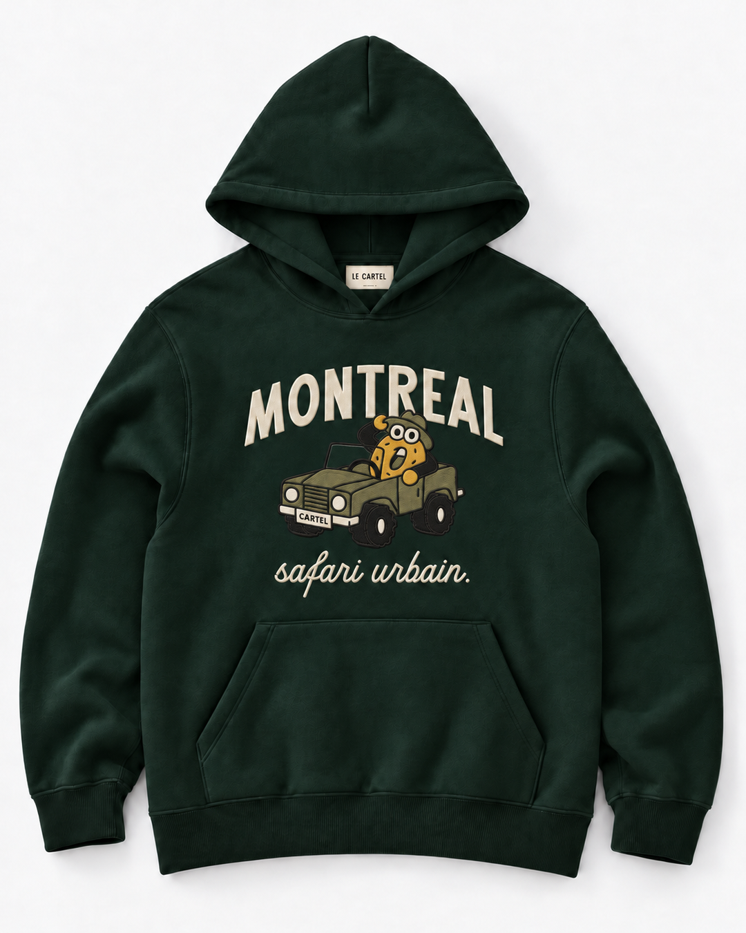 SAFARI URBAIN・Hoodie unisexe brodé・Vert