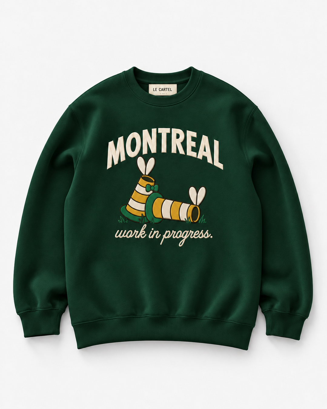 WORK IN PROGRESS・Crewneck unisexe brodé・Vert